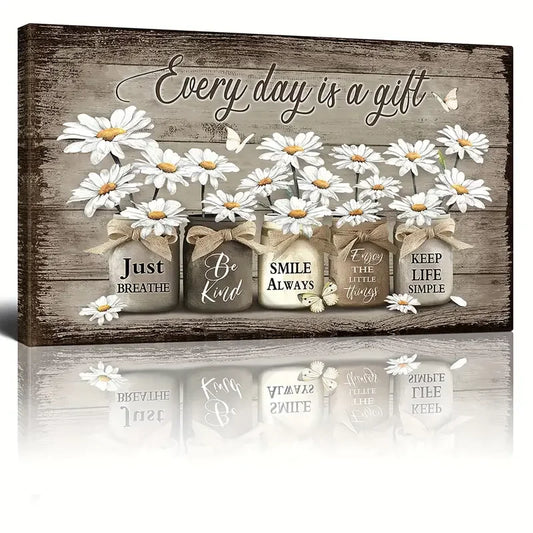 Golden Floral Art Print – Elegant Wall Decor
