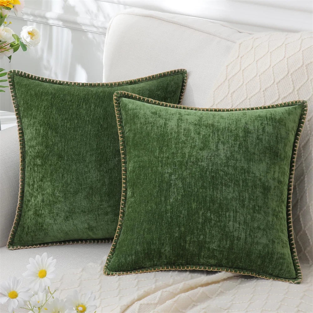 Grey Chenille Throw Pillow Cover – 45x45cm (Single Piece)