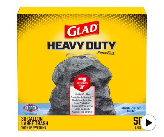 Glad Heavy Duty 30-Gallon Trash Bags (Mountain Air) — 50 ct