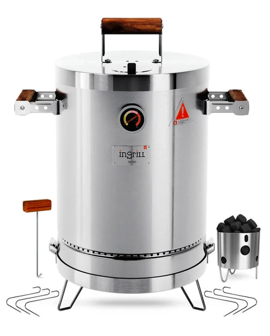 INGRILL 3-in-1 Mini Charcoal Smoker Portable Grill