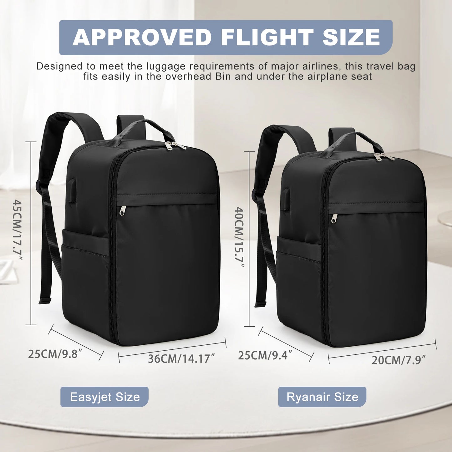 Ryanair Backpack 40x20x25 Cabin Bag, Hand Luggage Travel Backpack for Easyjet Cabin Bag 45x36x20, Laptop Backpack for Women/Men