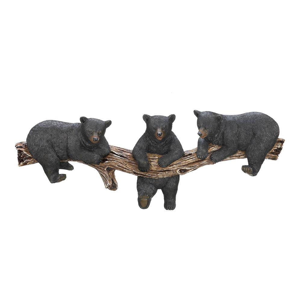 Black Bear Trio Hooks Wall Plaque
