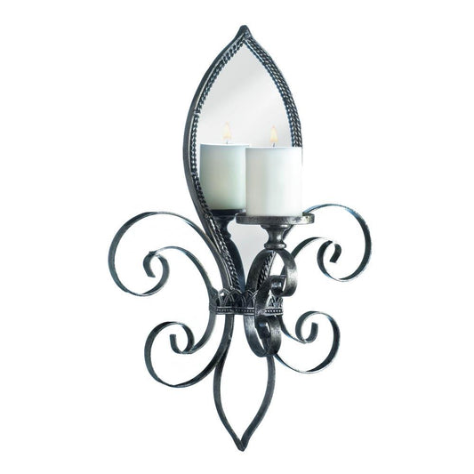 Fleur-De-Lis Mirrored Wall Sconce