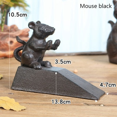 Black Mouse Cast Iron Door Stop