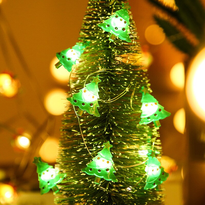 Figurine Christmas Tree LED Garland String Light Christmas Ornaments