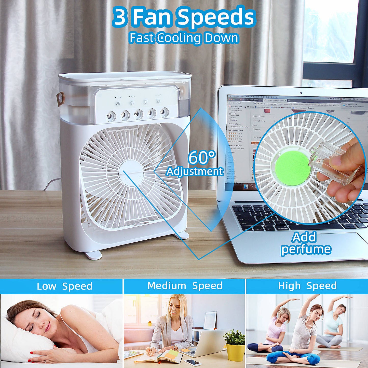 3 In 1 Air Atomization Cooling USB Fan portable Water Mist LED Night Light Chill-down mini Fan Spray coolness Electric Fan