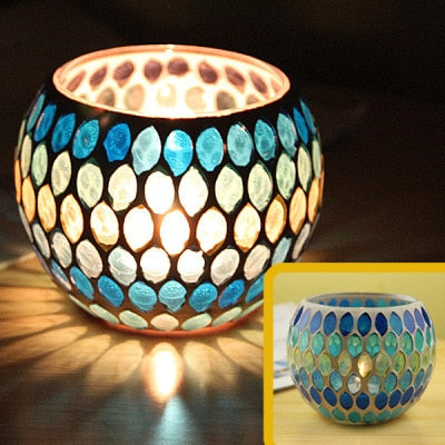 Mosaic Glass Candlestick