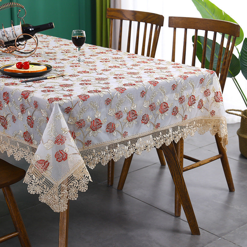 Fabric Lace Embroidered Furniture Cover Cloth